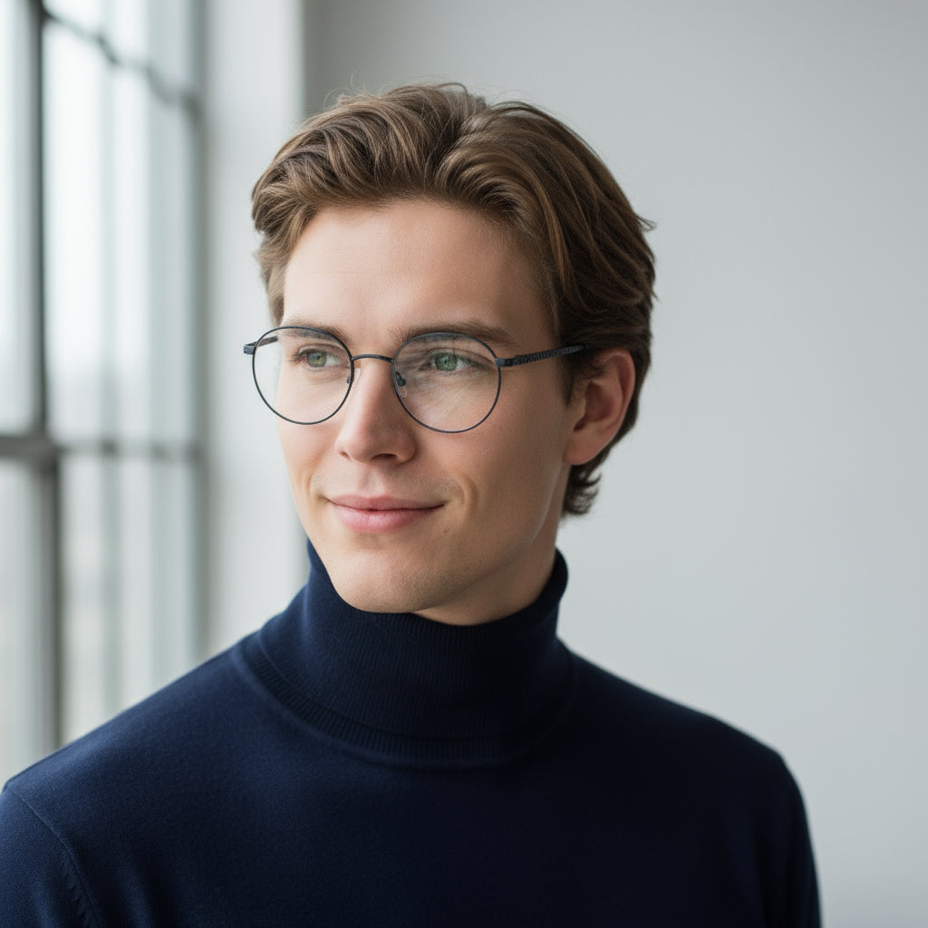 Round black eyeglasses