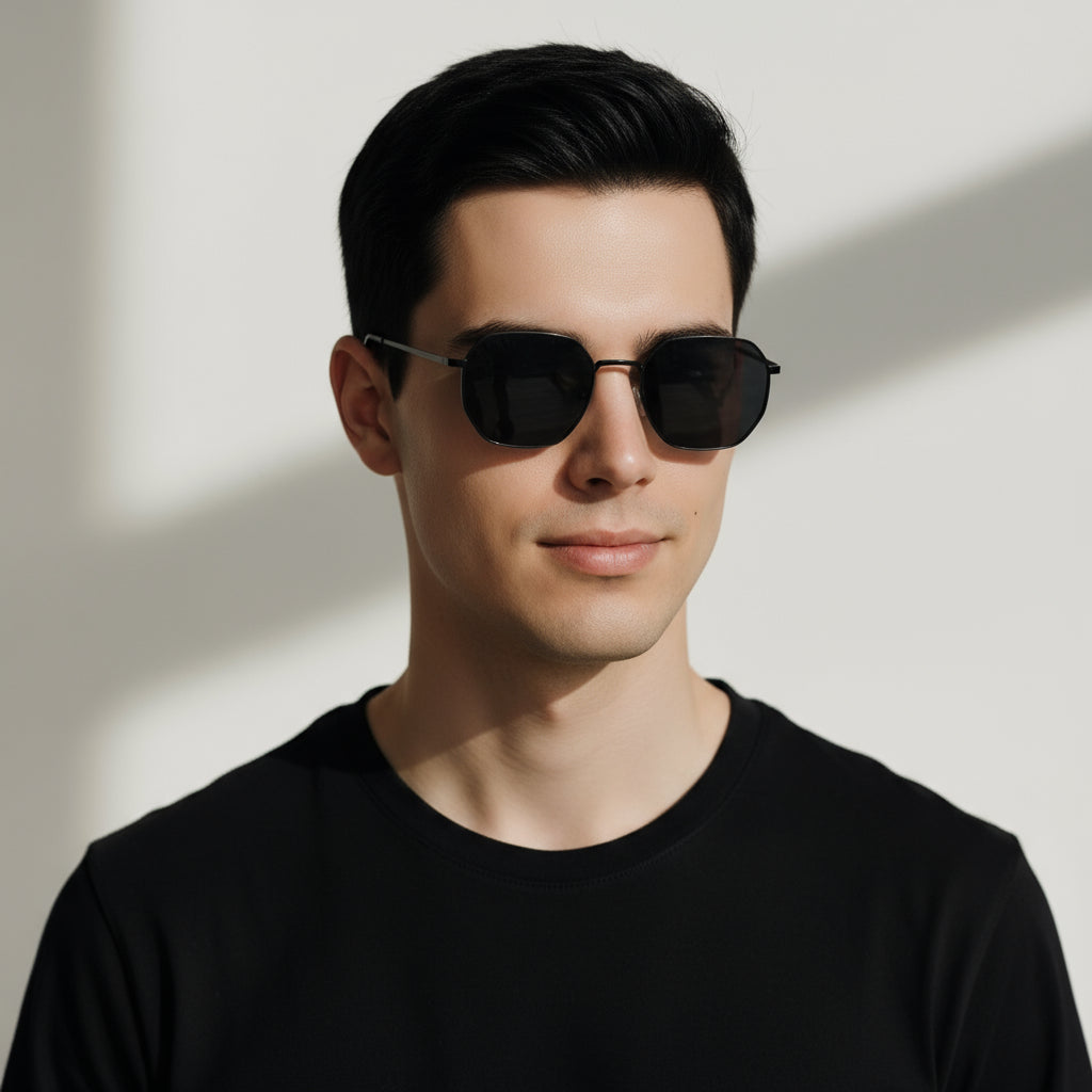 Geometric minimal black sunglasses