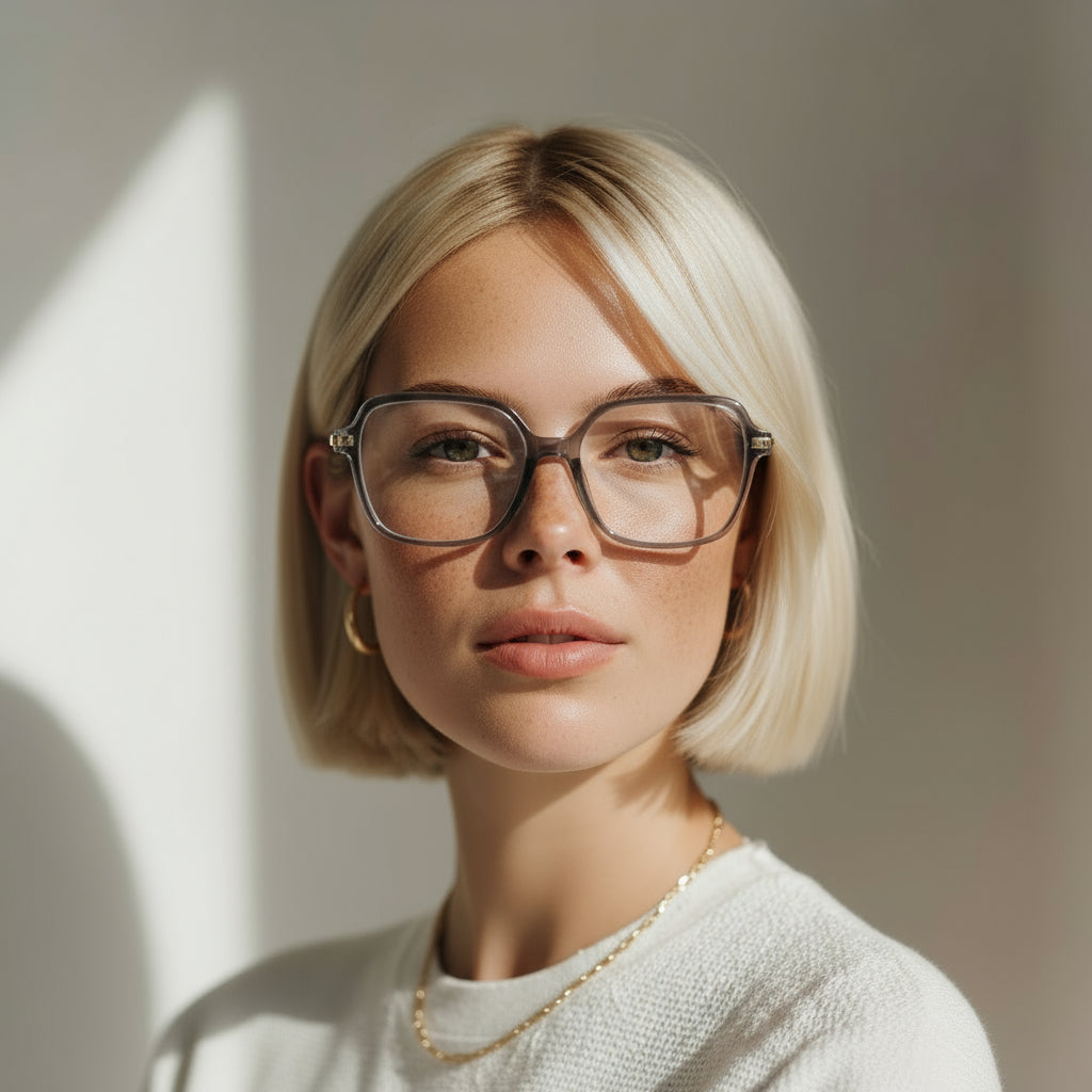 Women geometric grey eyeglasses