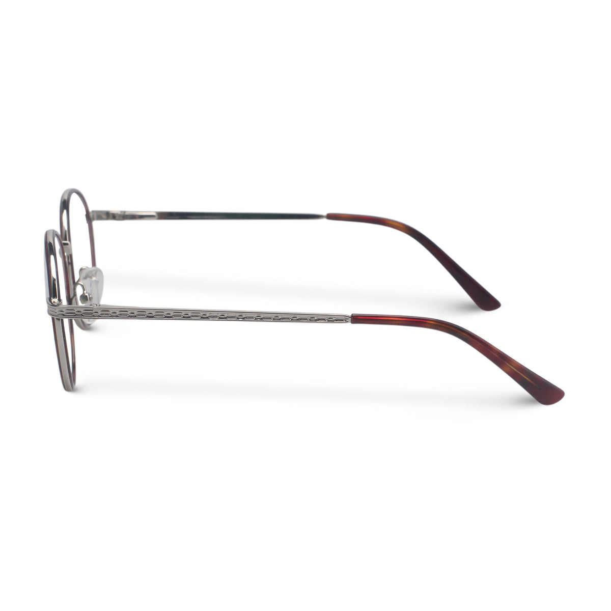 Round brown and silver eyeglasses