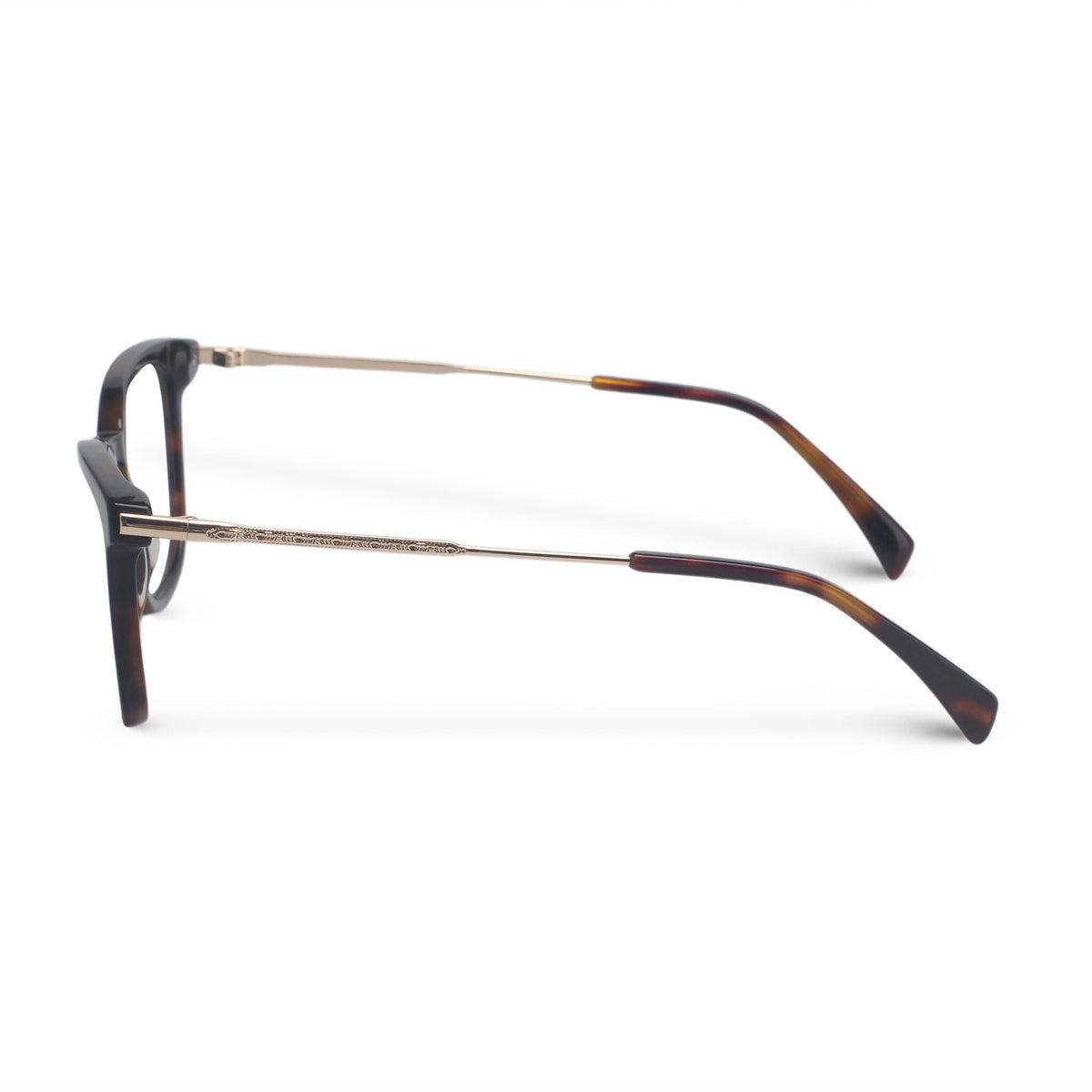 Tortoiseshell plastic and metallic eyeglasses