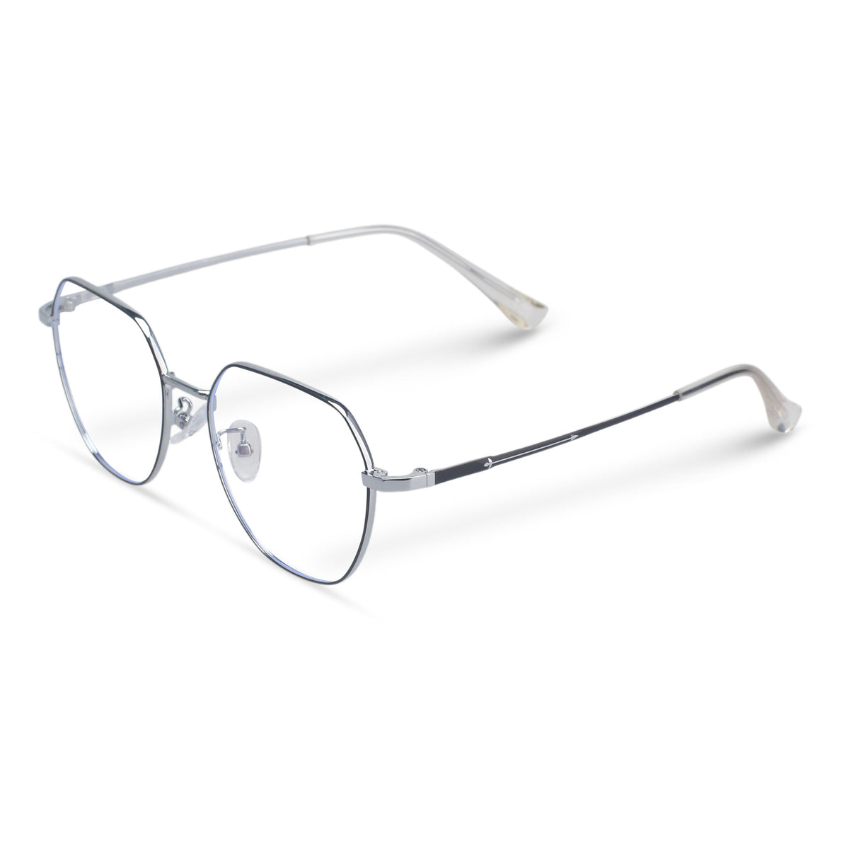 Minimal geometric black and silver eyeglasses