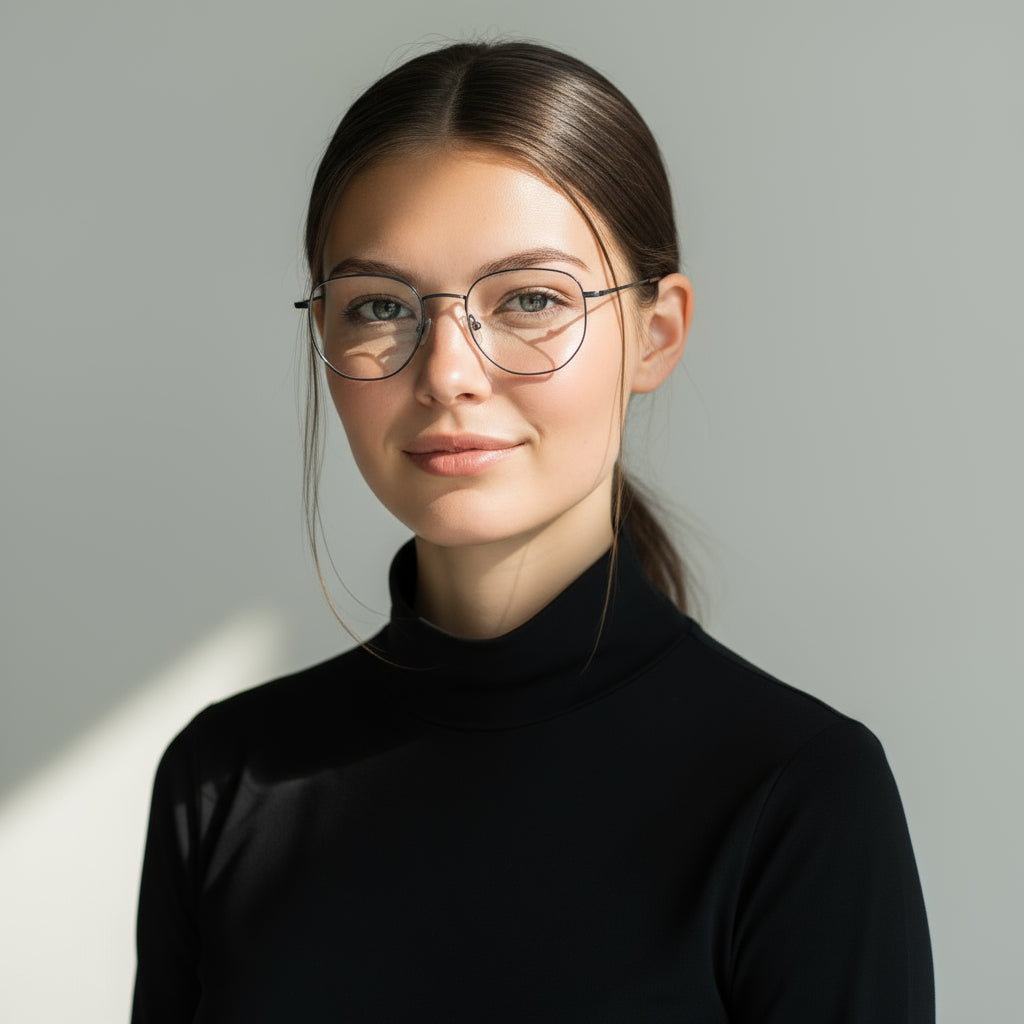 Minimal geometric silver eyeglasses