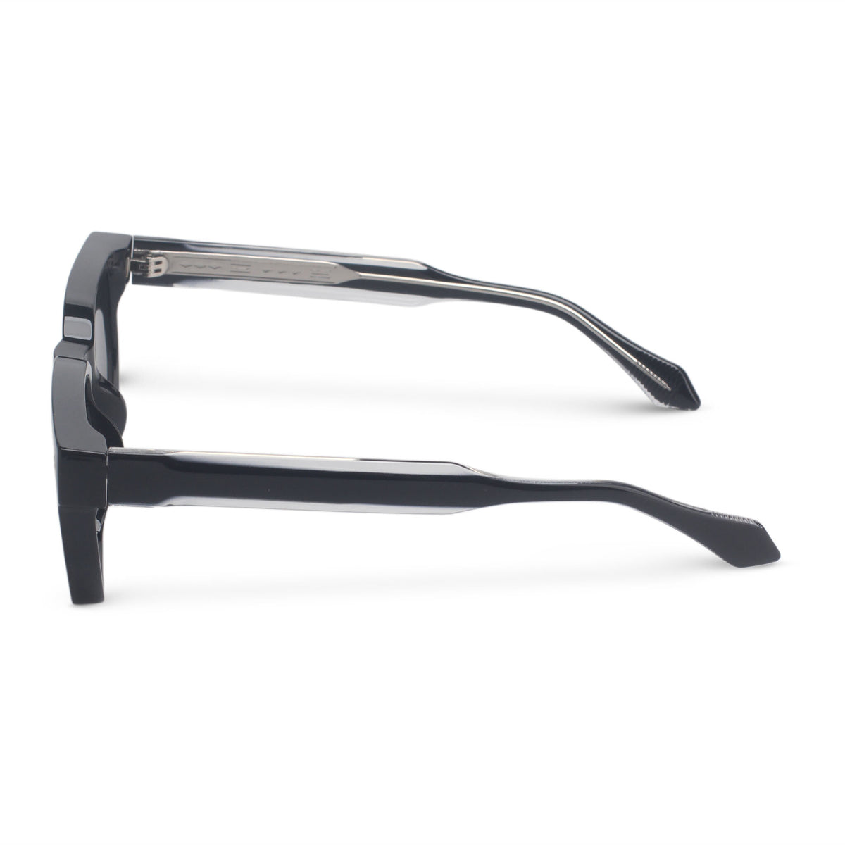 Bold rectangular black sunglasses