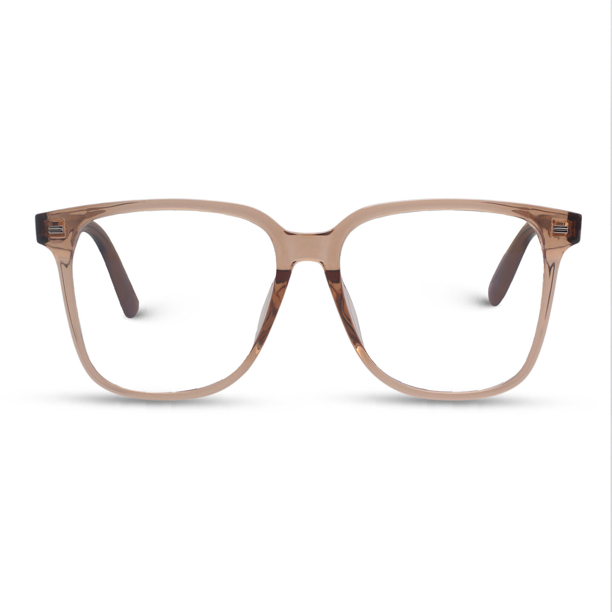 beige pink square plastic eyeglasses