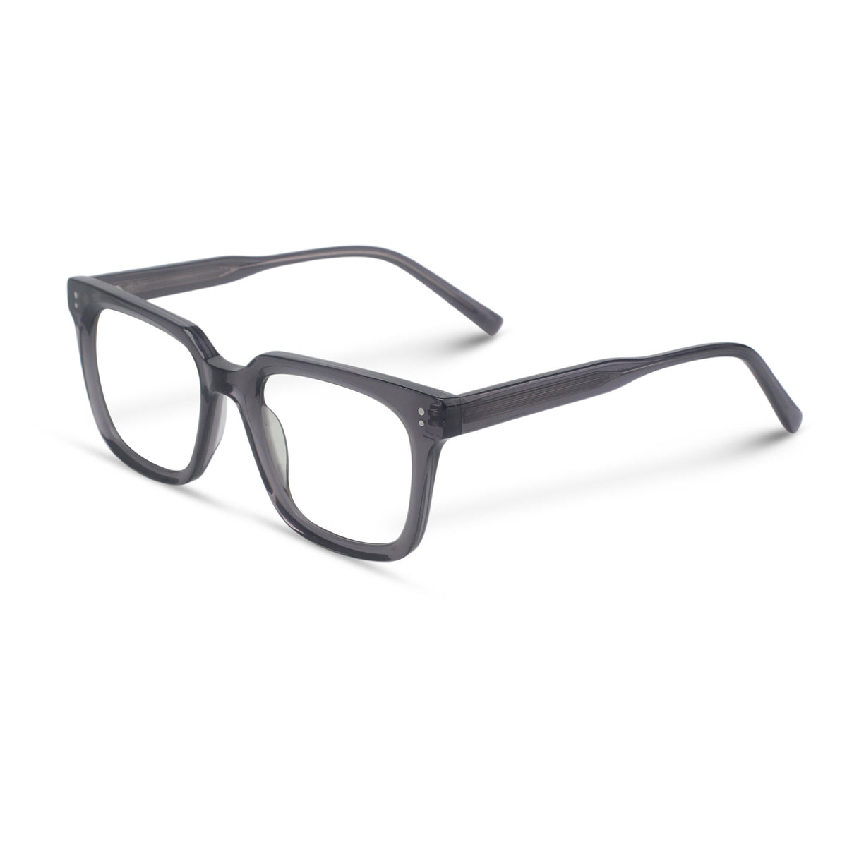 grey square plastic eyeglasses