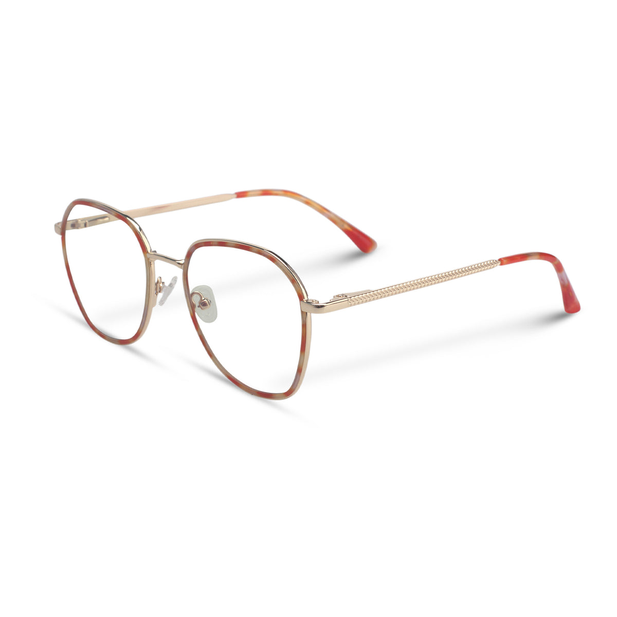 Minimal metal orange tortoise eyeglasses