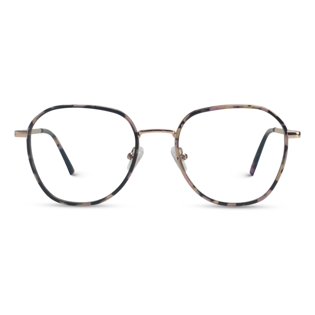 Minimal metal pink tortoise eyeglasses