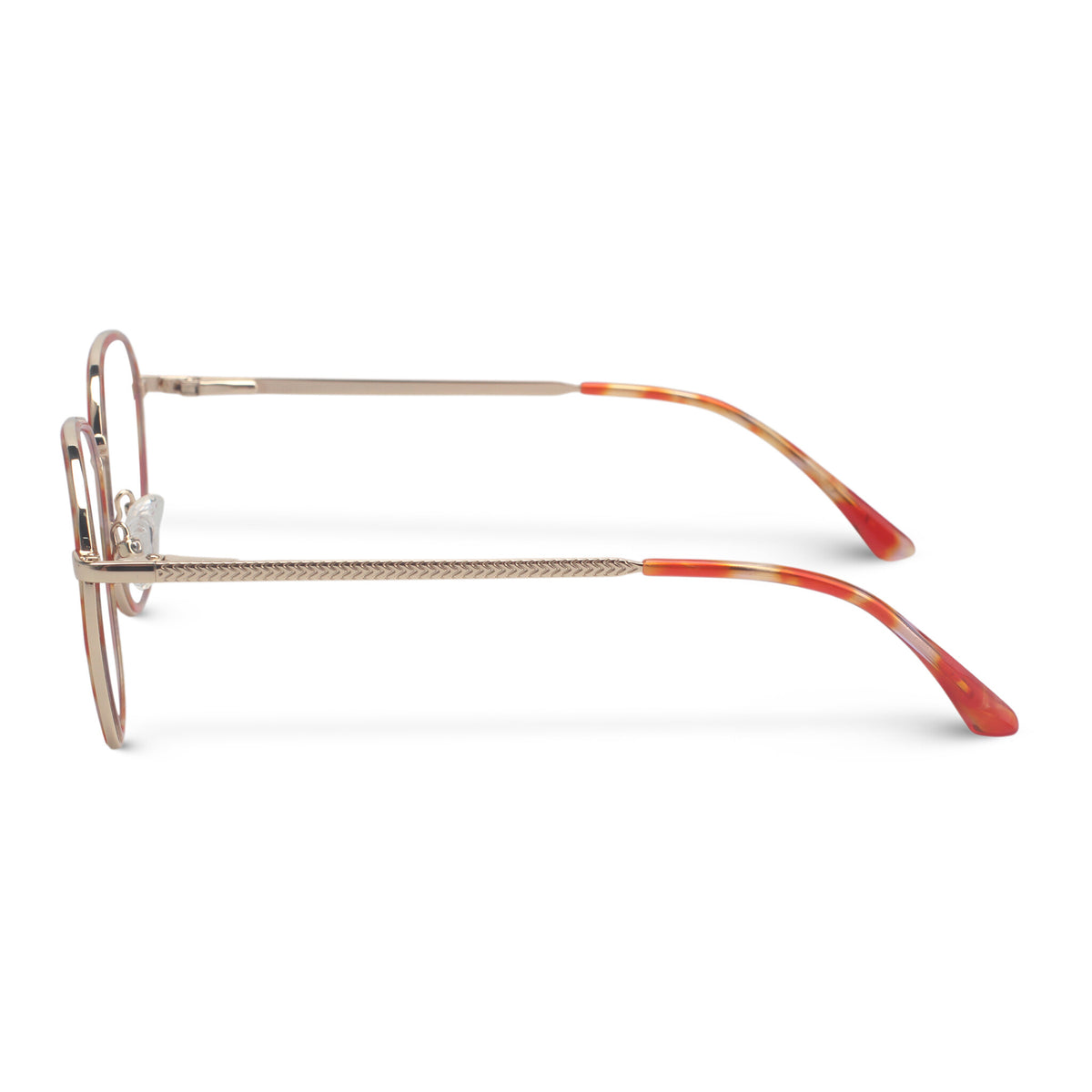Minimal metal orange tortoise eyeglasses