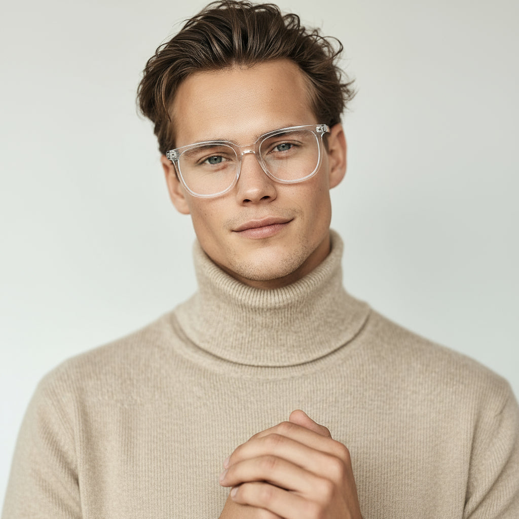 Oversized square transparent eyeglasses
