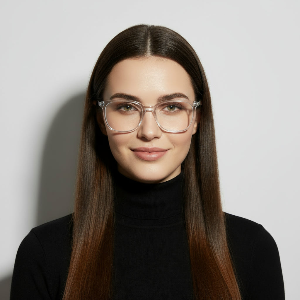 Oversized square transparent eyeglasses