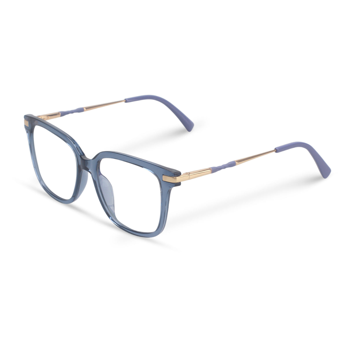 Square transparent blue eyeglasses