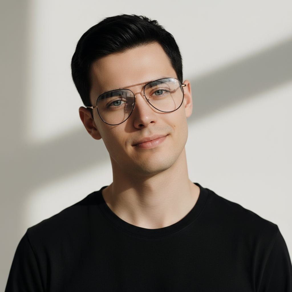 Classic aviator gold eyeglasses