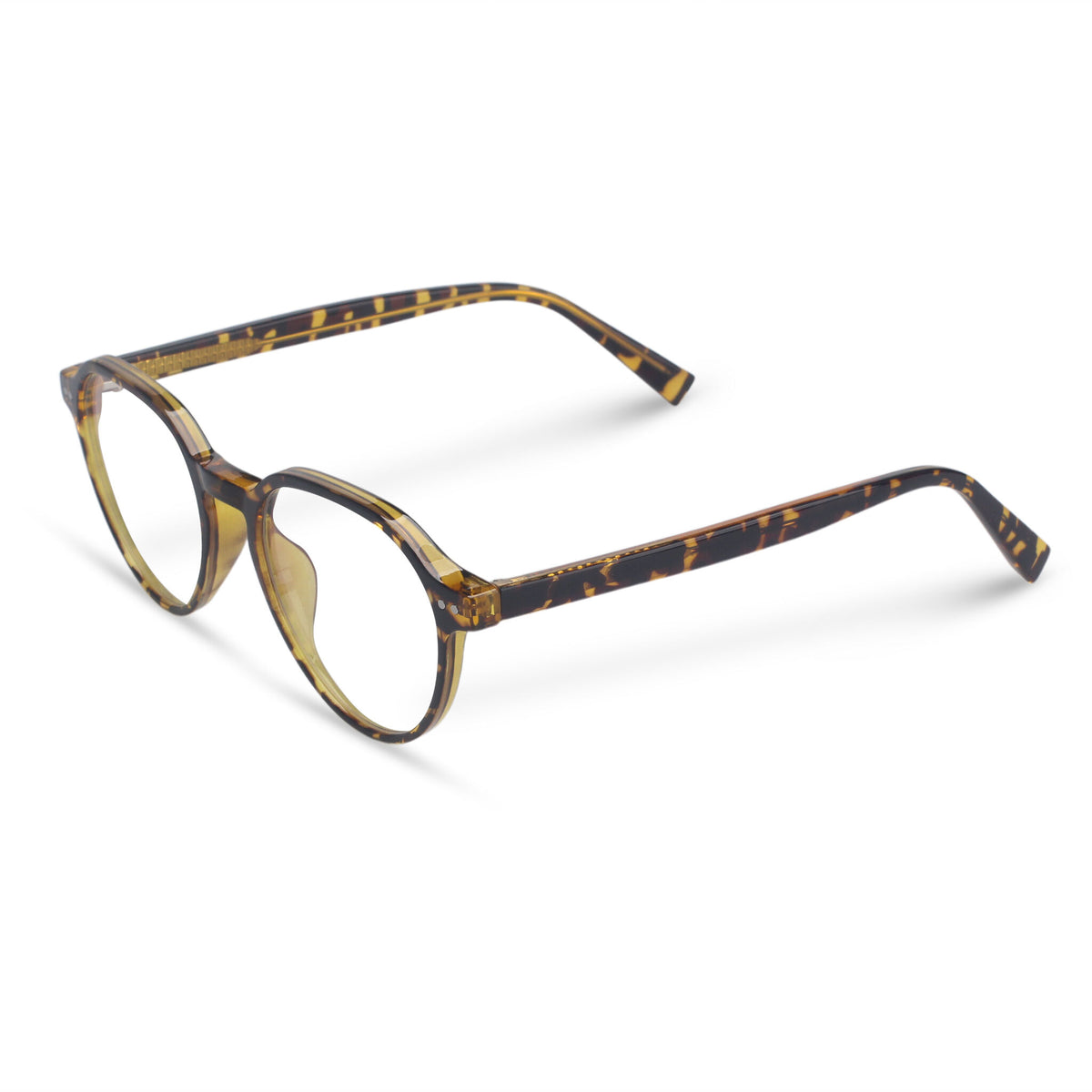 Round acetate tortoise eyeglasses
