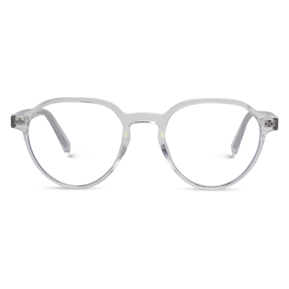 Round acetate transparent eyeglasses