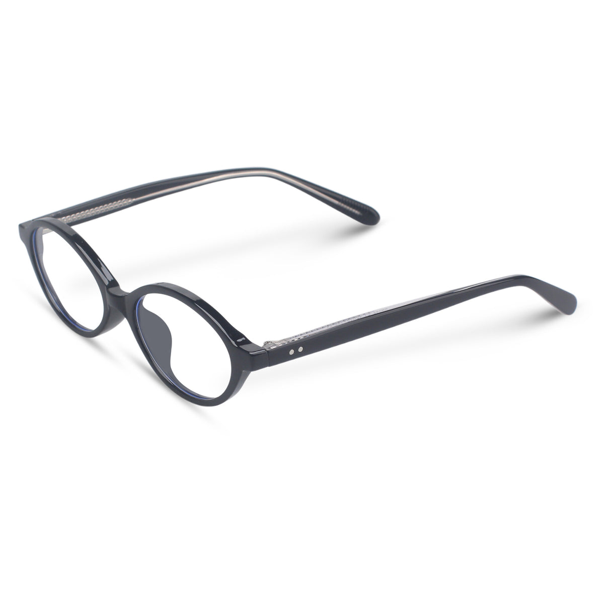 Oval black acetate eyeglasses