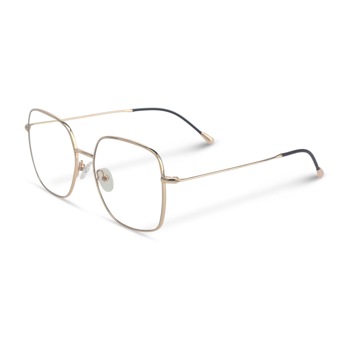 Oversized squared gold eyeglasses