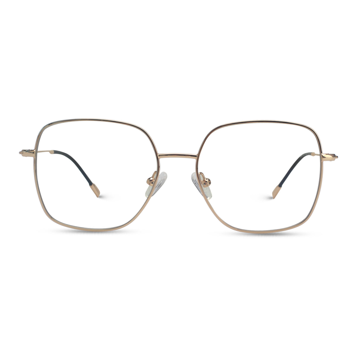 Oversized squared gold eyeglasses