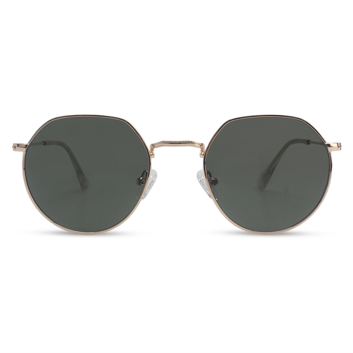 Geometric minimalistic gold and green sunglasses