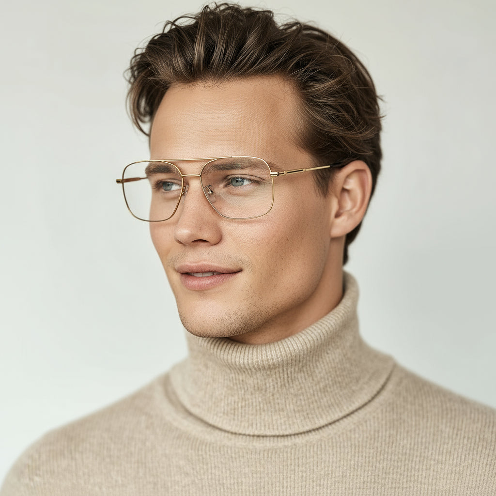 Aviator gold eyeglasses
