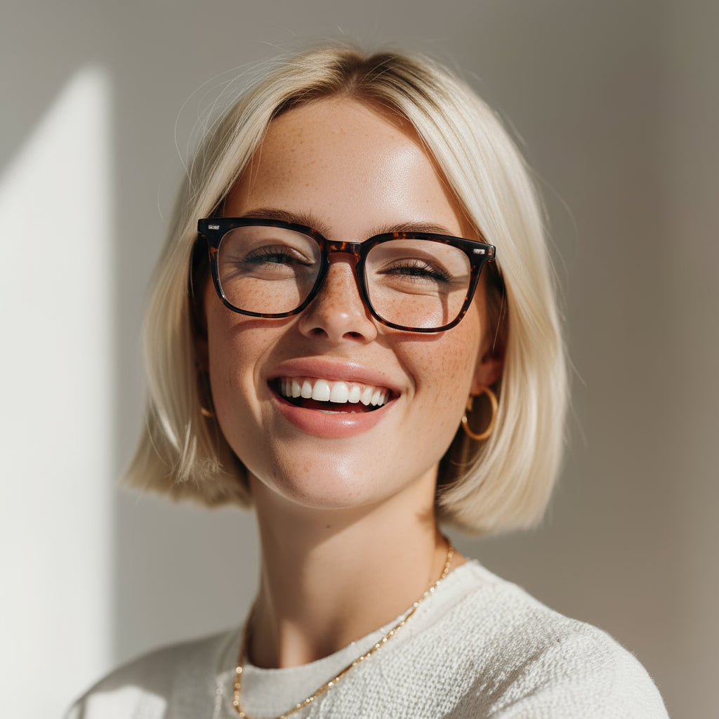 Clear eyeglasses on a white background @tortoise