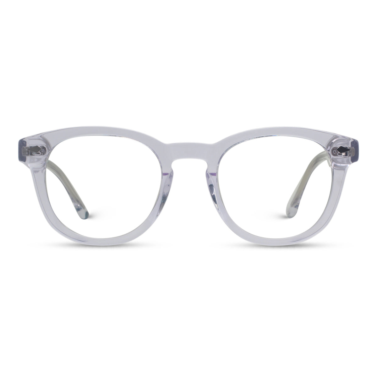 Clear transparent round plastic eyeglasses