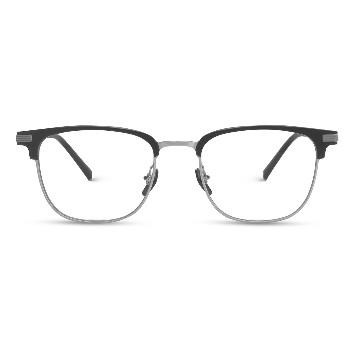 Square silver and black eyeglasses