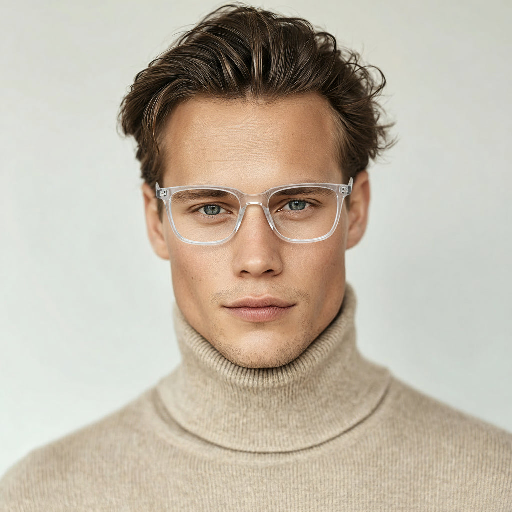 clear transparent squared plastic eyeglasses