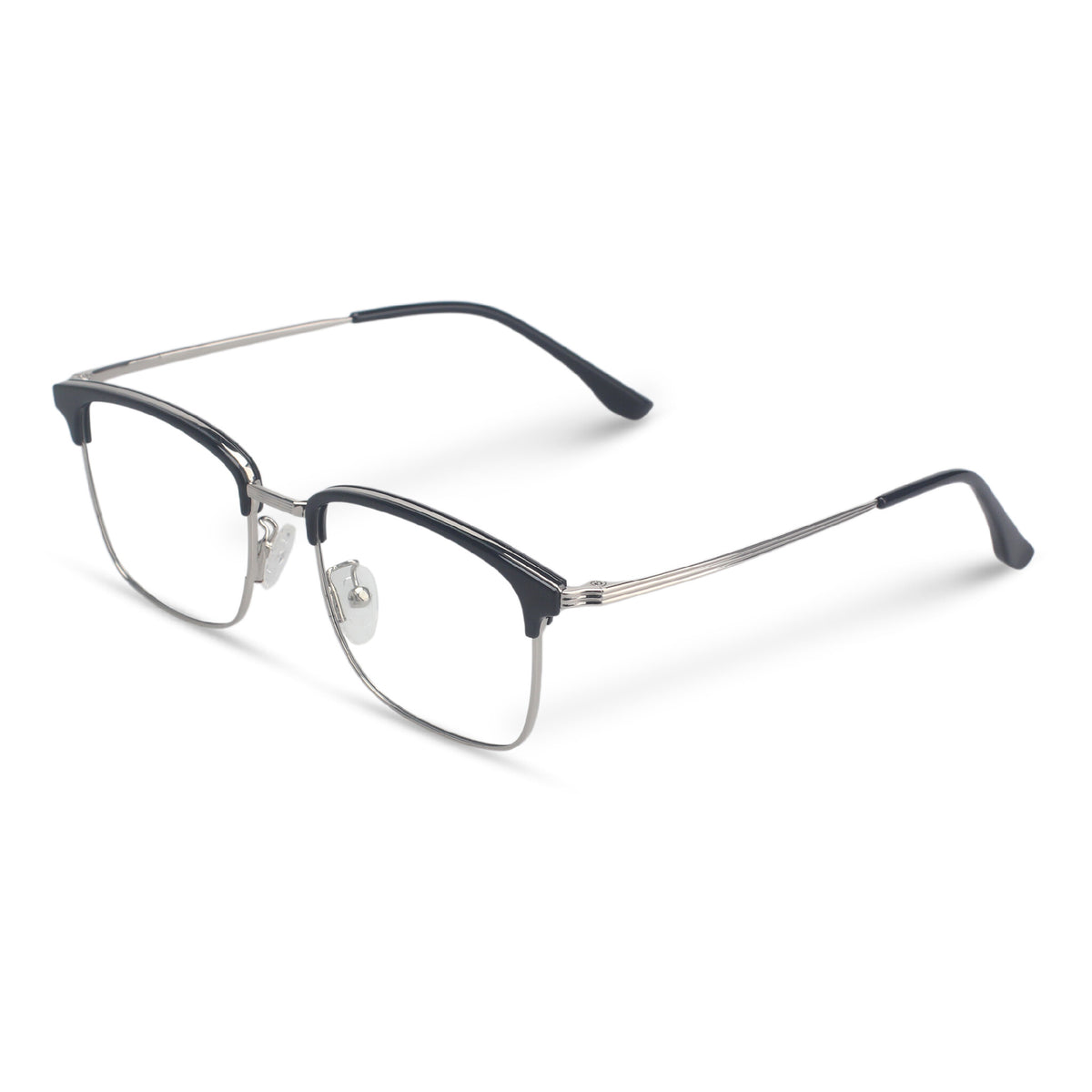 Square black and silver eyeglasses