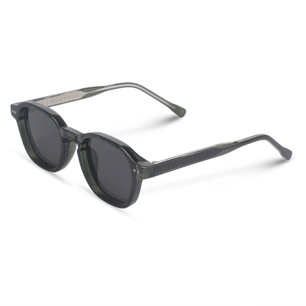 Green sunglasses with minimal square frame