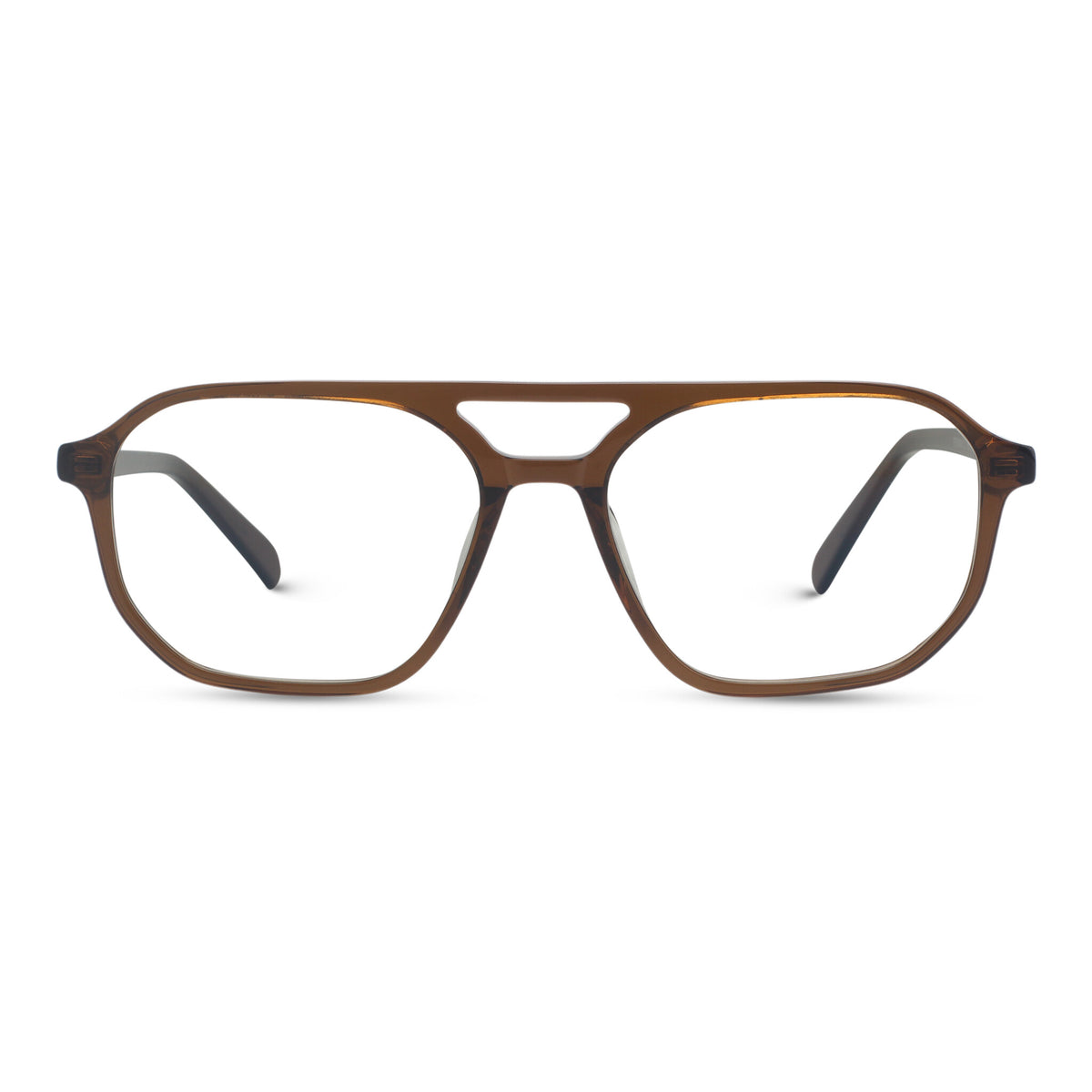 Brown aviator plastic eyeglasses