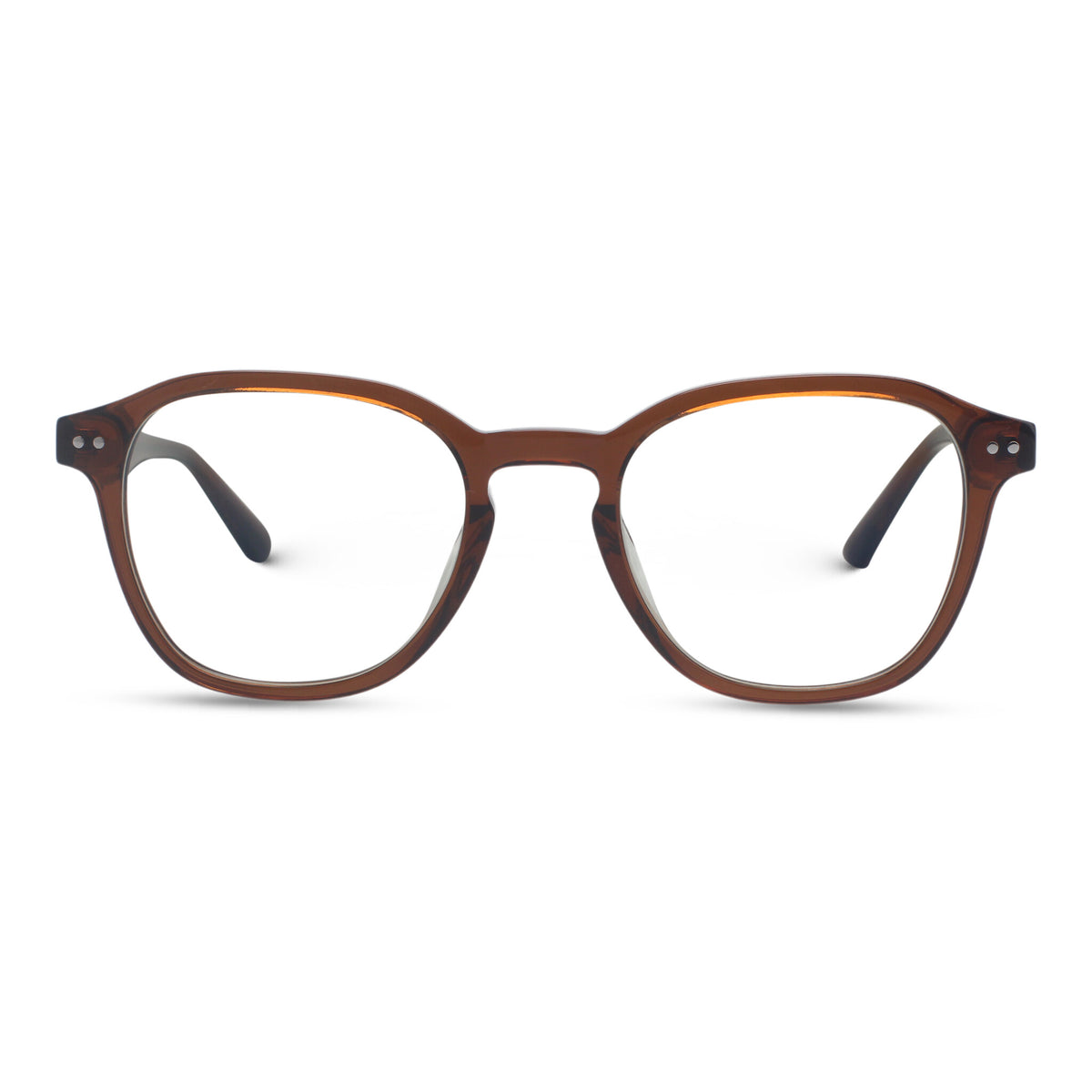 Minimal square brown eyeglasses
