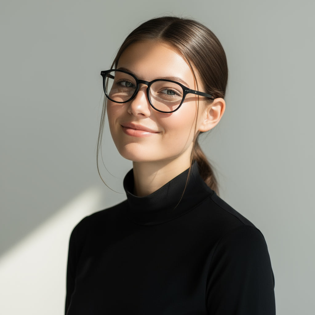Minimal square black eyeglasses
