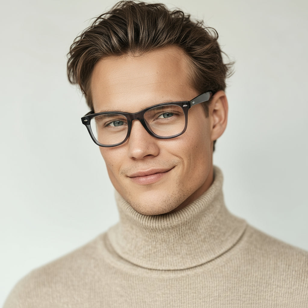 Classical grey square eyeglasses
